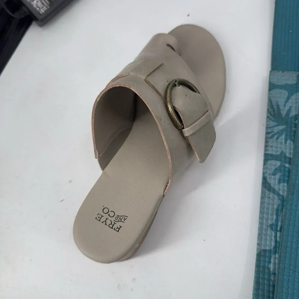 Woman Frye And Co Quincey Sandals Size 8 Medium‎ Gray/Beige tone